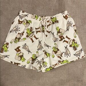 Dreamworks Shrek and Donkey Pajama Shorts - White and Green